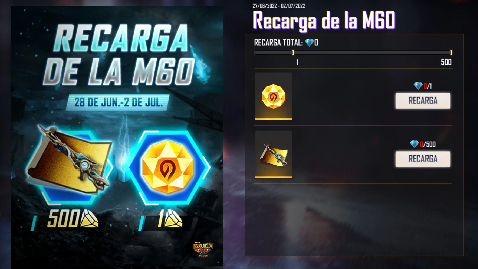 Free Fire is giving away tokens for you to take the M60 - Dragon Zafiro