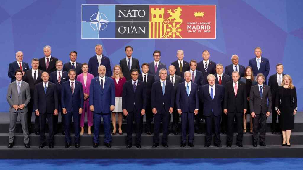 The family photo that marks the official start of the NATO Summit.