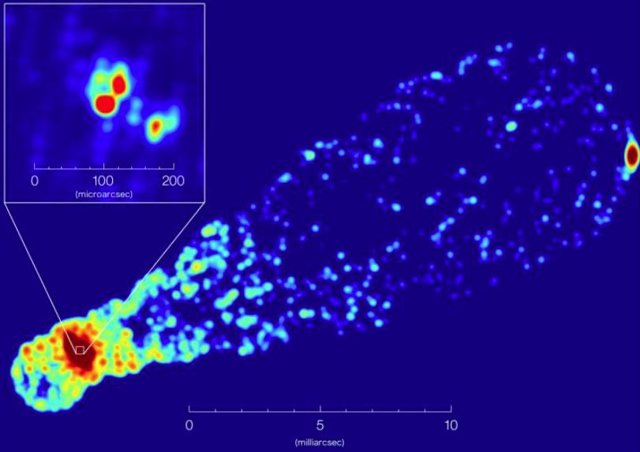 Radio images obtained from the reanalysis, showing the center of the elliptical galaxy M87.