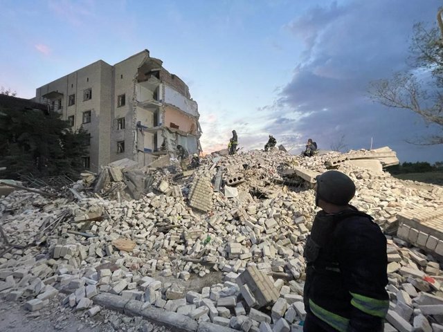 Russian attack on a building in Chasiv Yar (Donetsk, Ukraine)