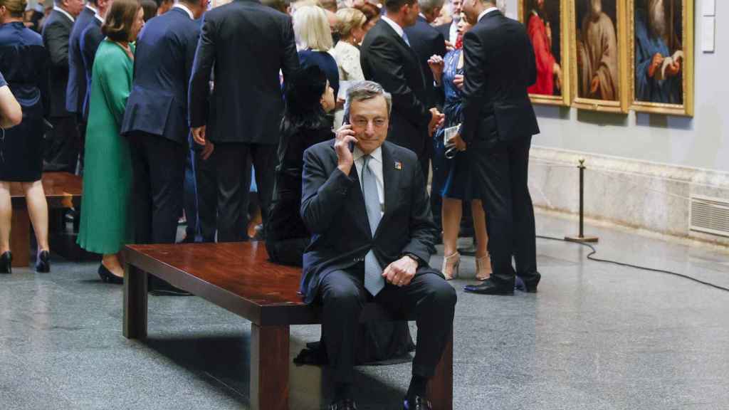 The Italian Prime Minister, Mario Draghi, upon his arrival at the Prado Museum where the President of the Spanish Government, Pedro Sánchez, offers a dinner to the Heads of State and Heads of Government participating in the NATO summit, this Wednesday in Madrid .