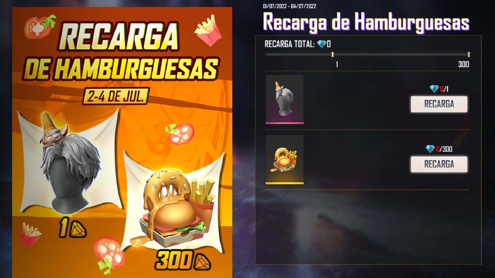 Free Fire: guide to get the exclusive "Hamburger Recharge" loot