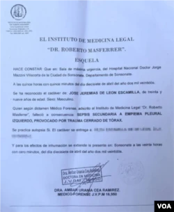 Forensic report on a fatal victim while he was in the custody of the Salvadoran authorities during the emergency regime in El Salvador.