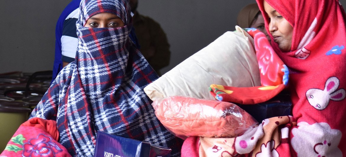 These internally displaced women are transferred to a detention center in Tripoli, Libya, at the beginning of the COVID-19 outbreak.