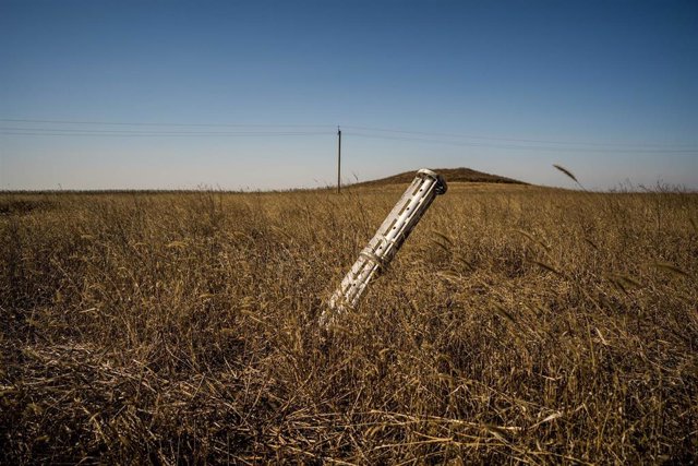 Archive - Unexploded shell in a wheat field in Mikolaiv, Ukraine