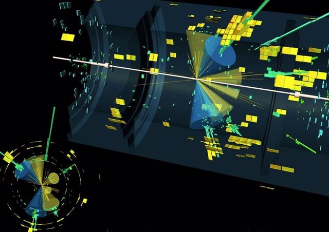 A Collision Event in the Atlas Detector: Coupling of the Higgs Boson to the Top Quark