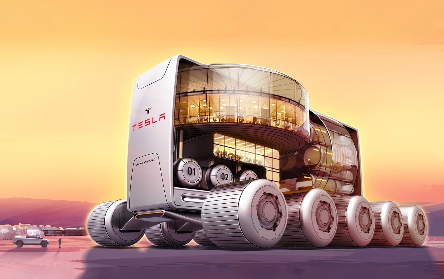 The Tesla Mobile Hotel Resort, a dream vacation on Mars