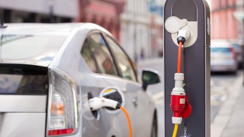 Electric car at the charging station