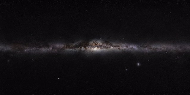 An edge-on perspective of the Milky Way as seen from Earth.