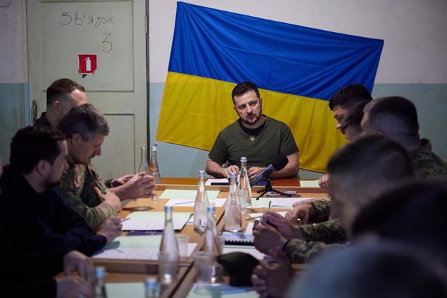 Archive - President of Ukraine Volodymyr Zelensky at a meeting during his visit to Mikolaiv