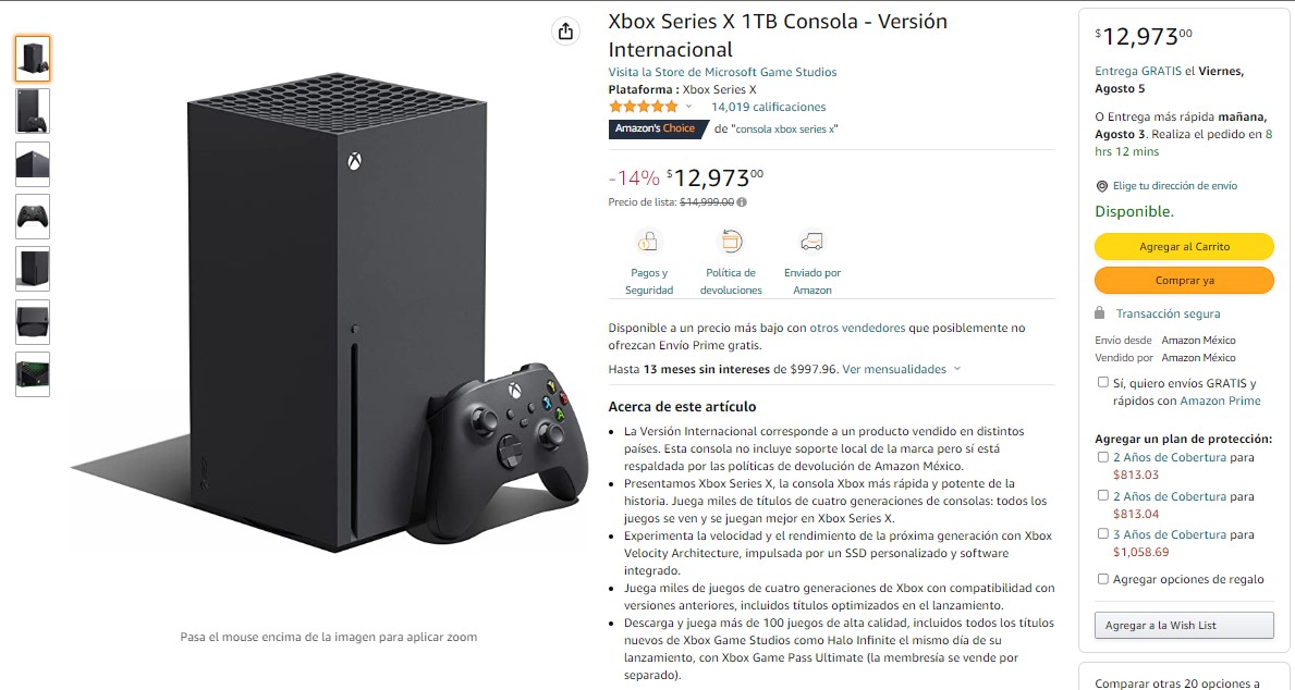 Offer: get an Xbox Series X at a discount on Amazon;  save more than $1000 MXN