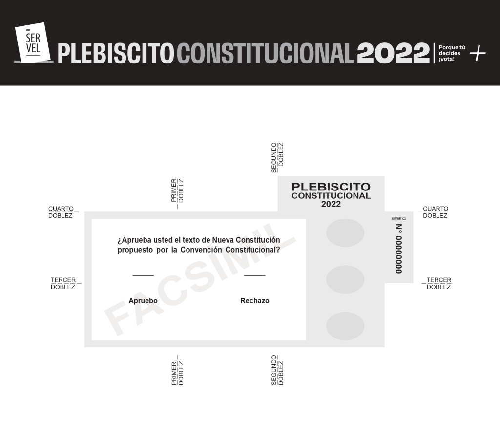 The facsimile of the electoral card for the constitutional plebiscite of Chile 2022.