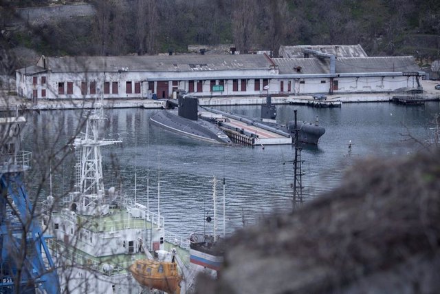 FILE - Stock image of Russian warships and submarines in Sevastopol, Crimea.