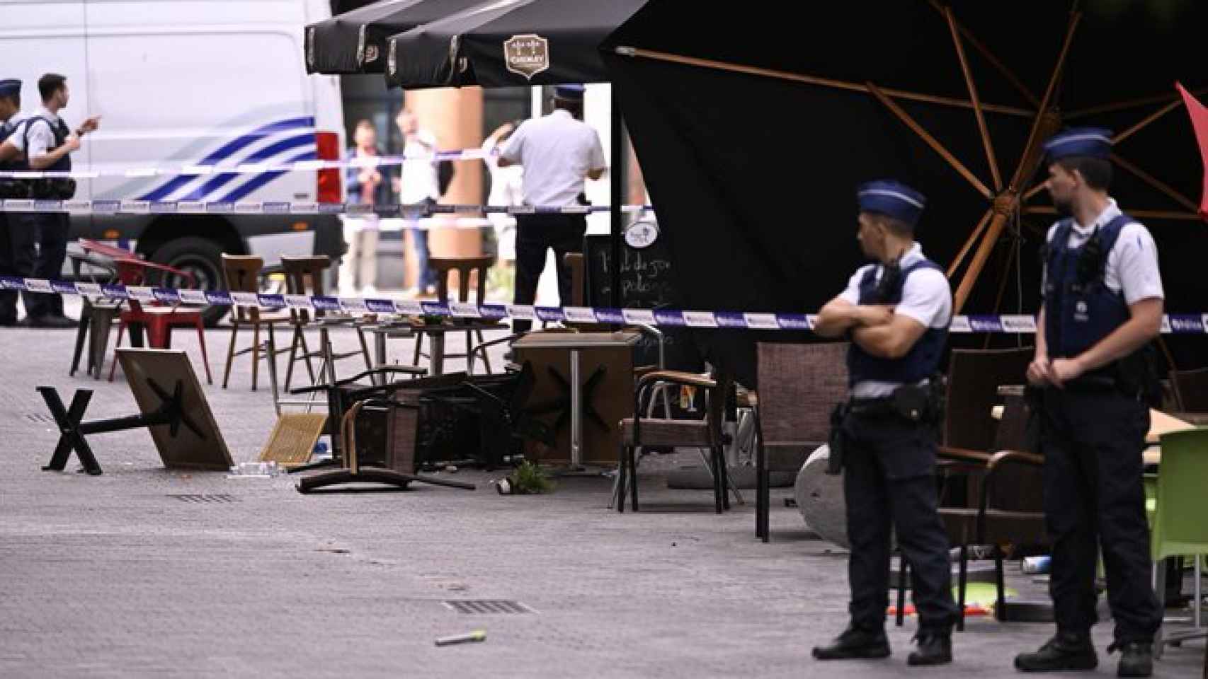 a van runs over six people on a terrace