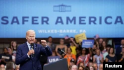 US President Joe Biden delivers remarks on gun crime and its "Safer America Plan" during an event in Wilkes Barre, Pennsylvania, on August 30, 2022.