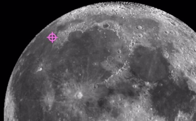 FILE - A symbol marks the spot where the Chang'e-5 spacecraft landed and collected samples on the moon.