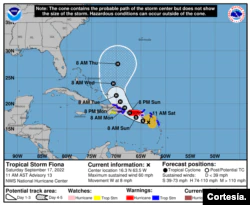 Fiona's trajectory cone.  NHC