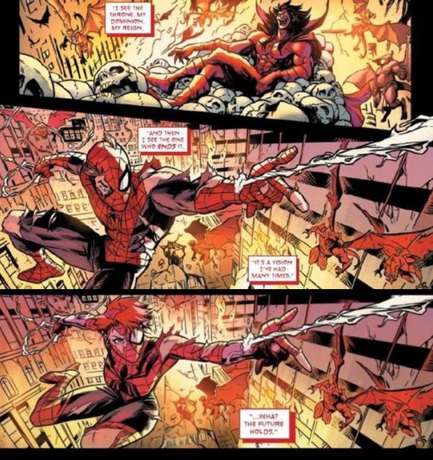 Mephisto being defeated by Spider-Man