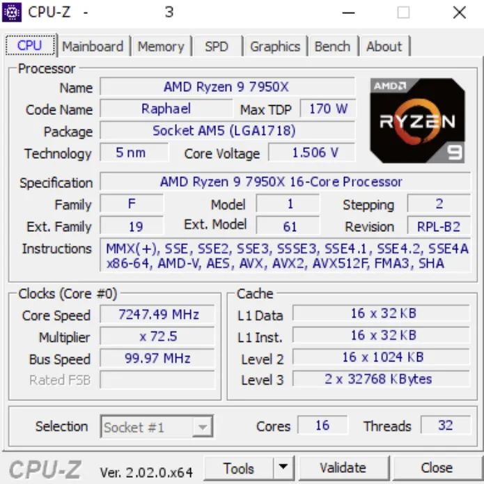 Geeknetic New Ryzen 9 7950X overclock record with 6.5 GHz on all 16 cores and 7.2 GHz on one 1