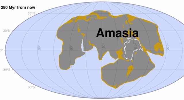 Possible configuration of Amasia in 280 million years