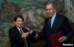 Russian Foreign Minister Sergei Lavrov meets with his Nicaraguan counterpart Denis Moncada Colindres in Moscow, Russia, on July 19, 2021.