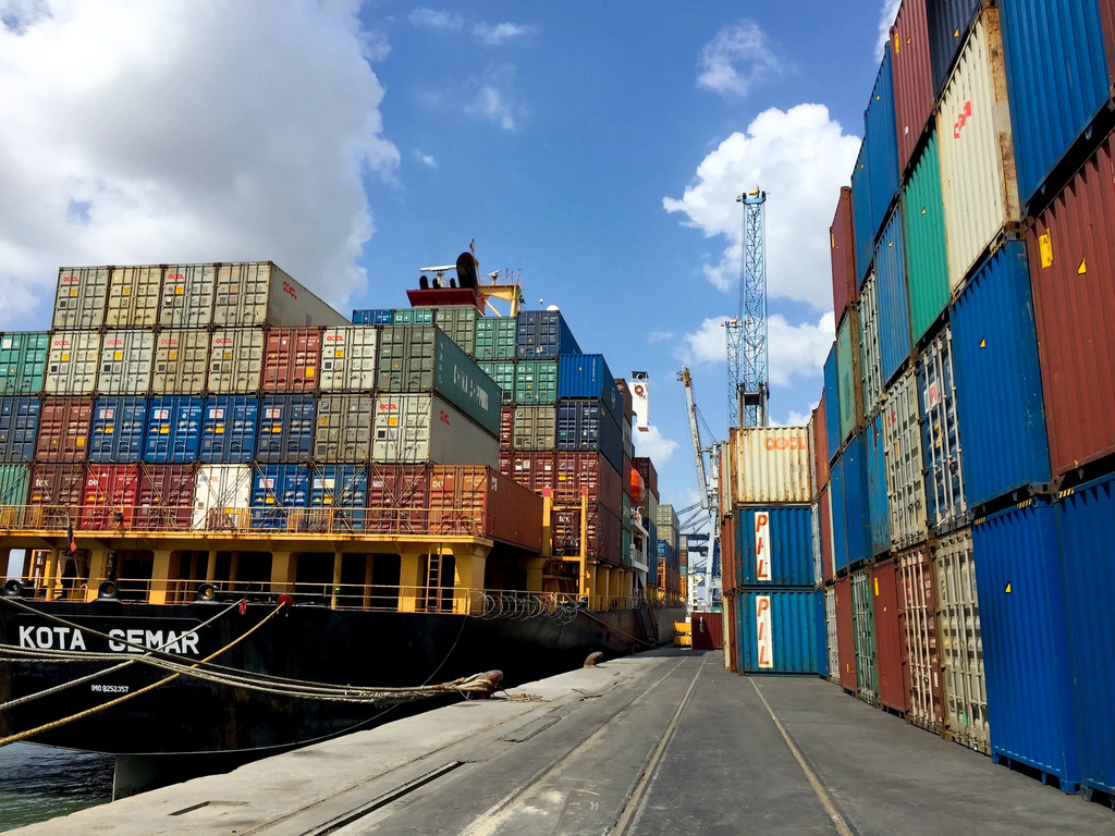 Container ships in the port of Mombasa in Kenya, also a key exit point for African wildlife trafficking.