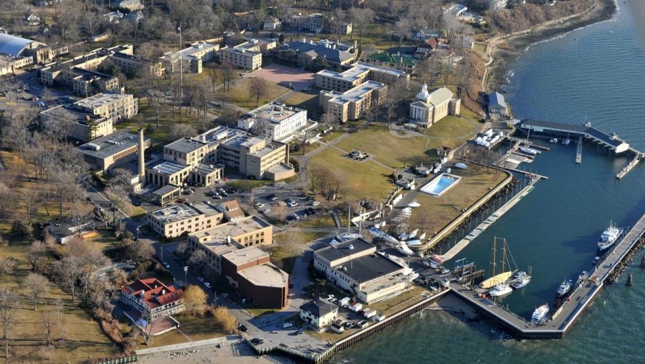 Two students from the US Merchant Marine Academy, pictured, were allegedly drugged during mandatory training at sea.