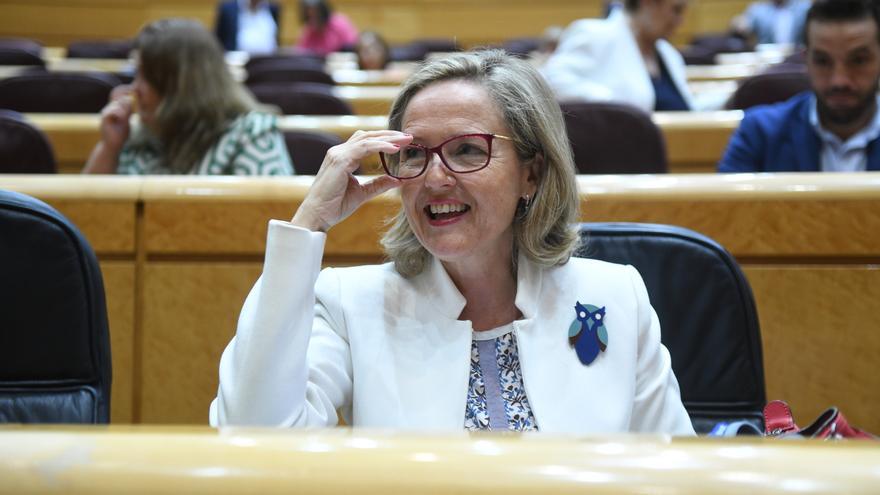 Nadia Calviño, on Tuesday, in the plenary session of the Senate.