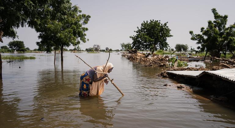 A woman affected by flooding in Jakusko, Nigeria.