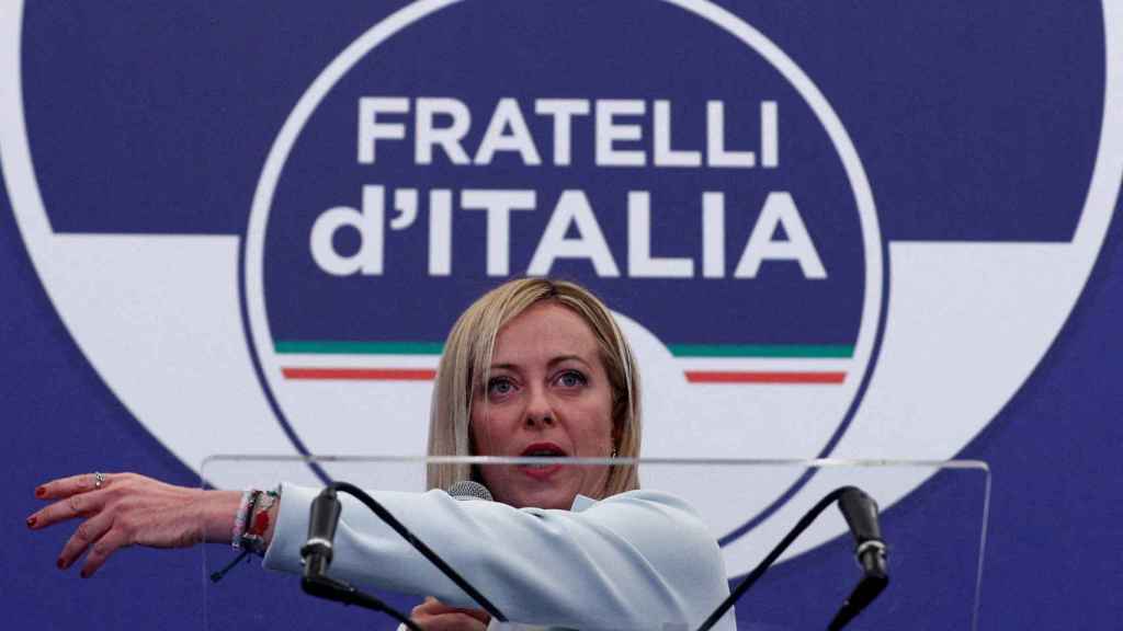 Giorgia Meloni, during a rally of her party.