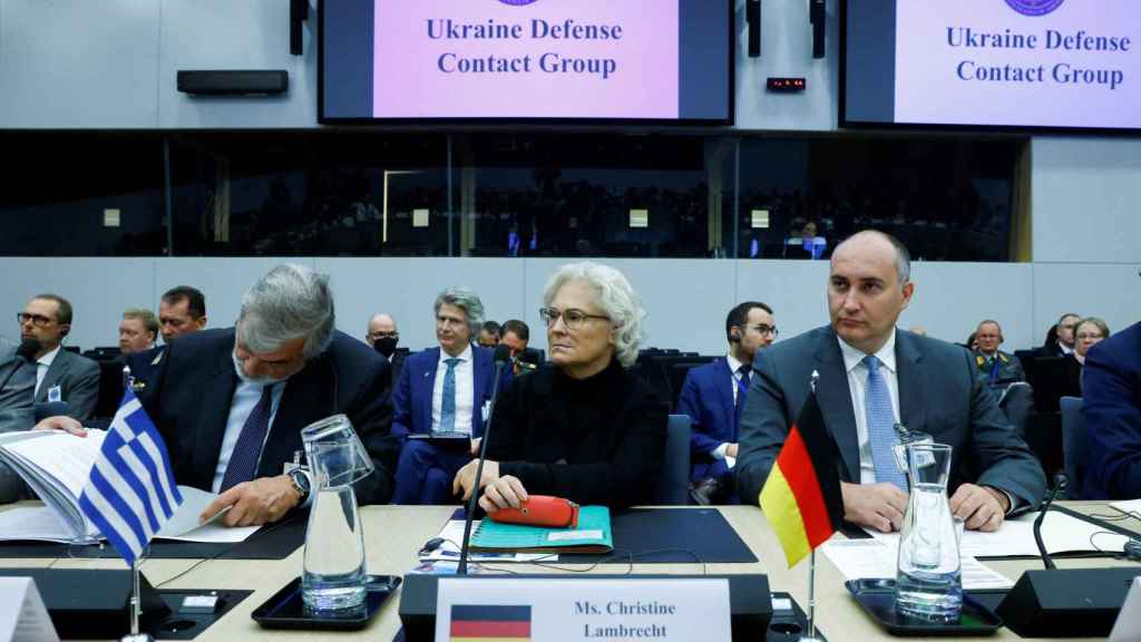 German Defense Minister Christine Lambrecht during the NATO meeting on Wednesday