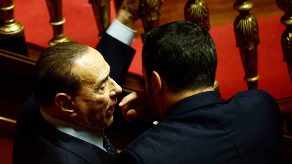 The leader of Forza Italia, Silvio Berlusconi, and the leader of the Northern League, Matteo Salvini, in the Senate.