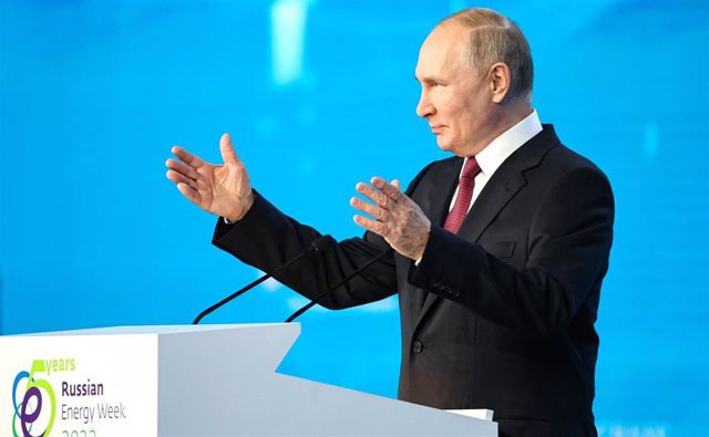 Russian President Vladimir Putin during a speech in Moscow