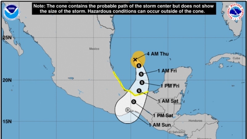 Stationary Tropical Storm Karl in the southern Gulf of Mexico