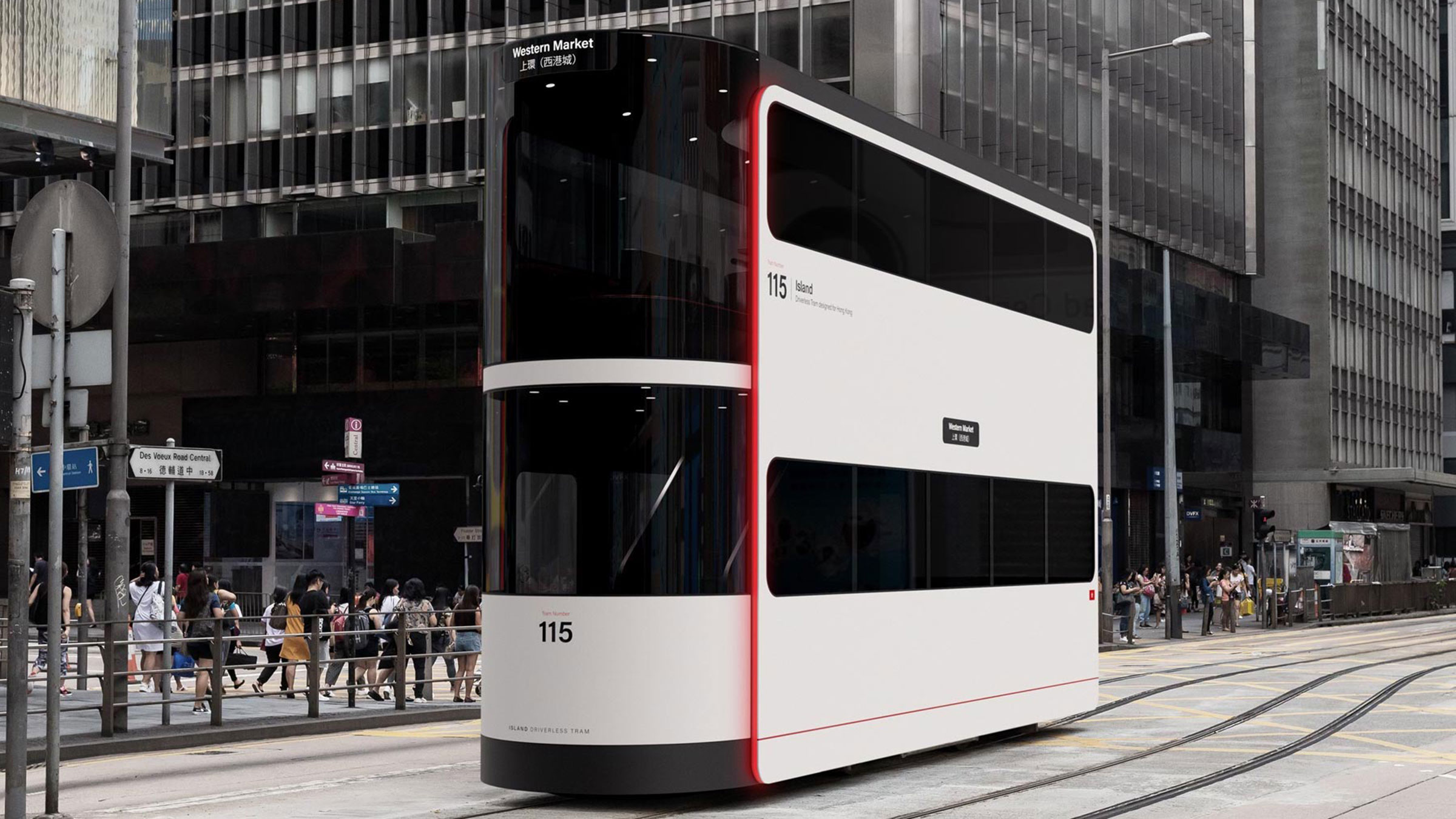 This double-decker electric tram concept may be the star of transportation in Hong Kong