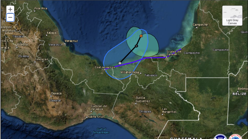 Tropical Storm Karl approaches the coast of Mexico