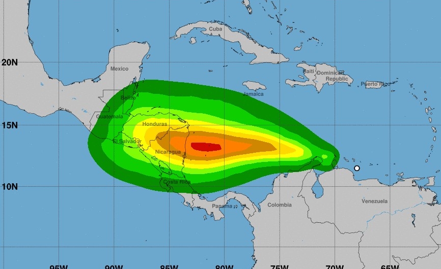 Tropical depression 13 forms north of Venezuela and also threatens Colombia and Nicaragua