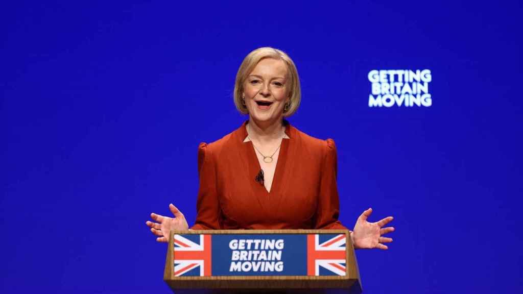 Liz Truss, Prime Minister of the United Kingdom, at the closing of the Conservative Party congress.