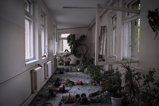 File - File image of a building damaged by Russian bombing in Mikolaev, Ukraine