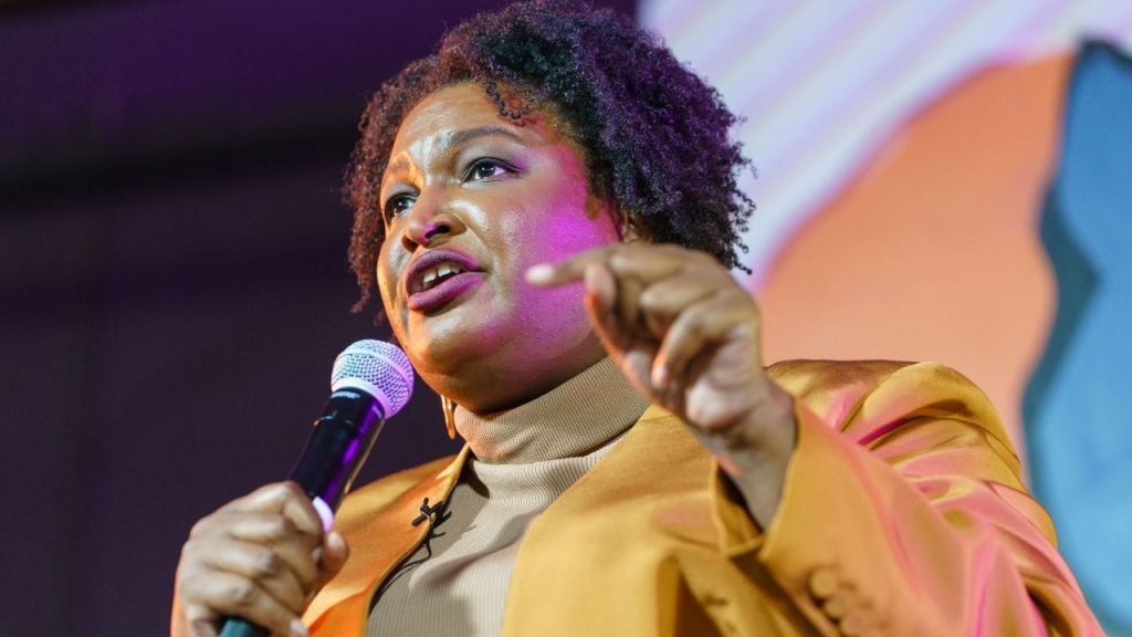 Georgia gubernatorial candidate Stacey Abrams speaks during a campaign rally in Atlanta on September 9, 2022.