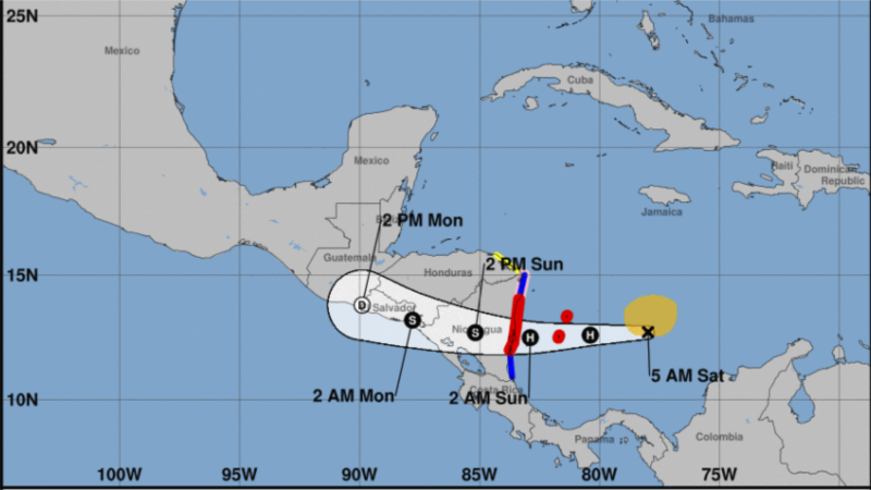 state of maximum alert in Colombia, Nicaragua in yellow alert