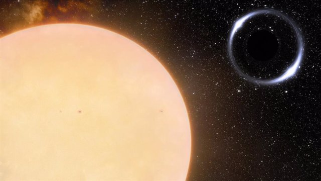 Artist's impression of the closest black hole to Earth with its solar-like stellar companion