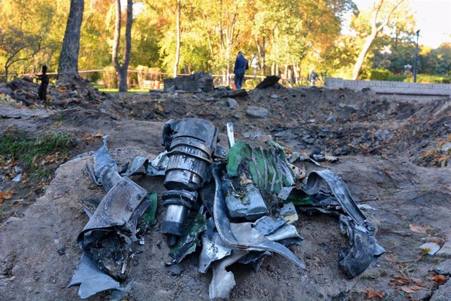 File - Remains of a missile in Ukraine