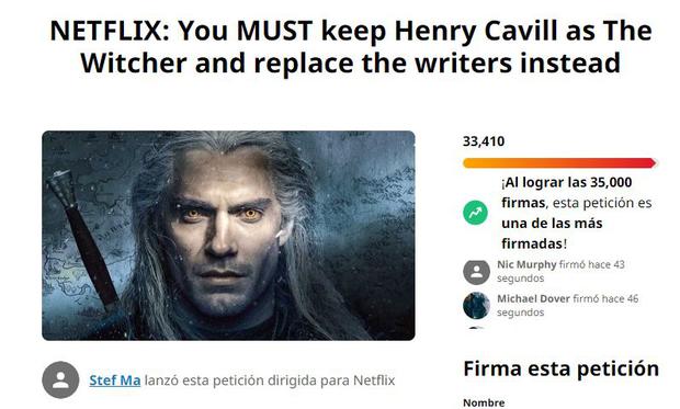 So goes the request for Henry Cavill to continue in The Witcher.  (Photo: capture)