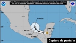 Location of Tropical Depression Lisa in the early hours of November 3, 2022. (Screenshot of a map from the US National Hurricane Center).