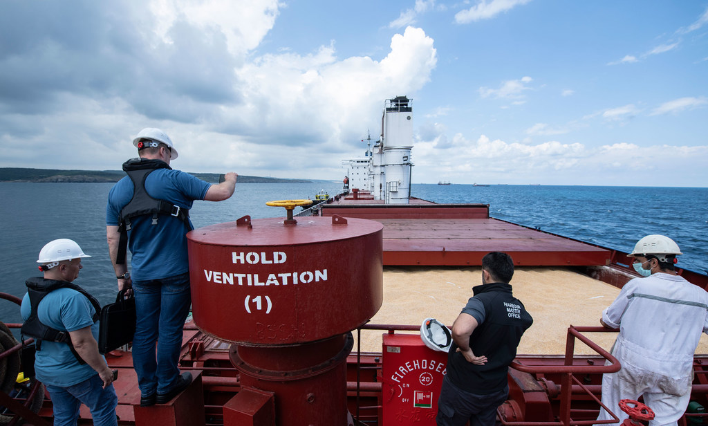 The first commercial ship carrying grain under the Black Sea Grain Initiative.