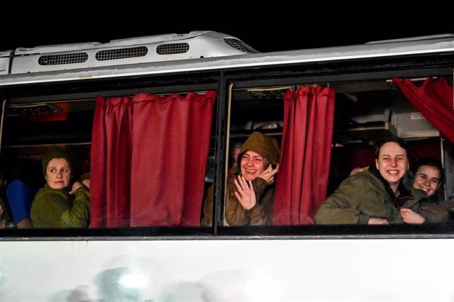 Women liberated by Russian forces in Zaporizhia, Ukraine