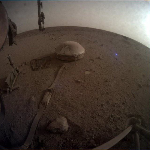 NASA's InSight Mars lander acquired this image of the area in front of the lander using its instrument context camera (ICC) mounted on the lander.