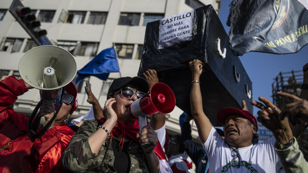 Thousands march in the streets of Lima against President Pedro Castillo