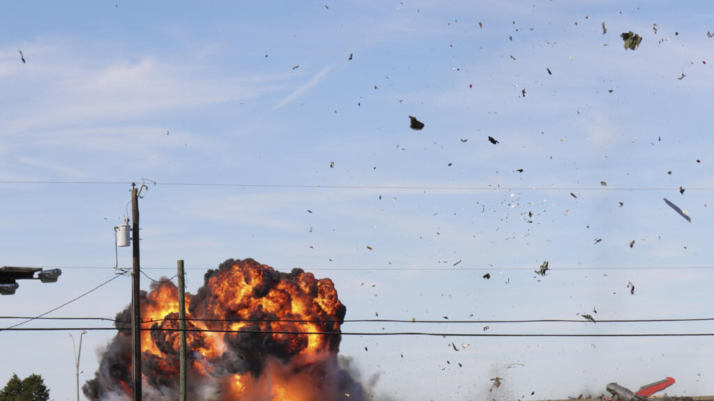 Two vintage planes collide in Texas, United States, during an air show